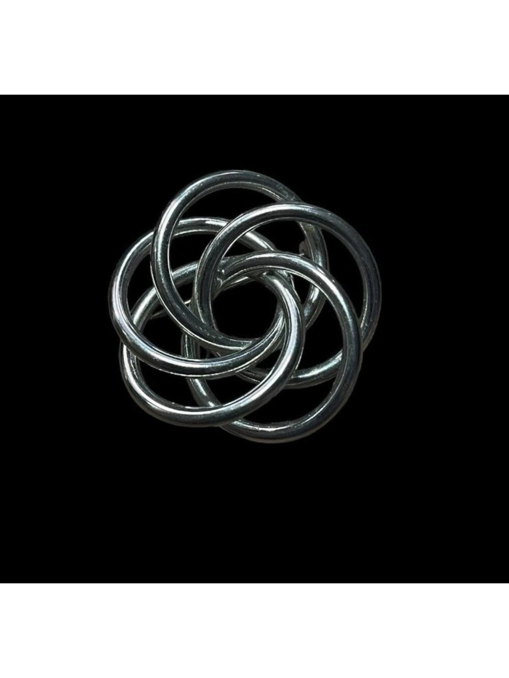 Vintage Modernist Swirl Brooch Silver Tone Abstract Circular Knot Statement Pin